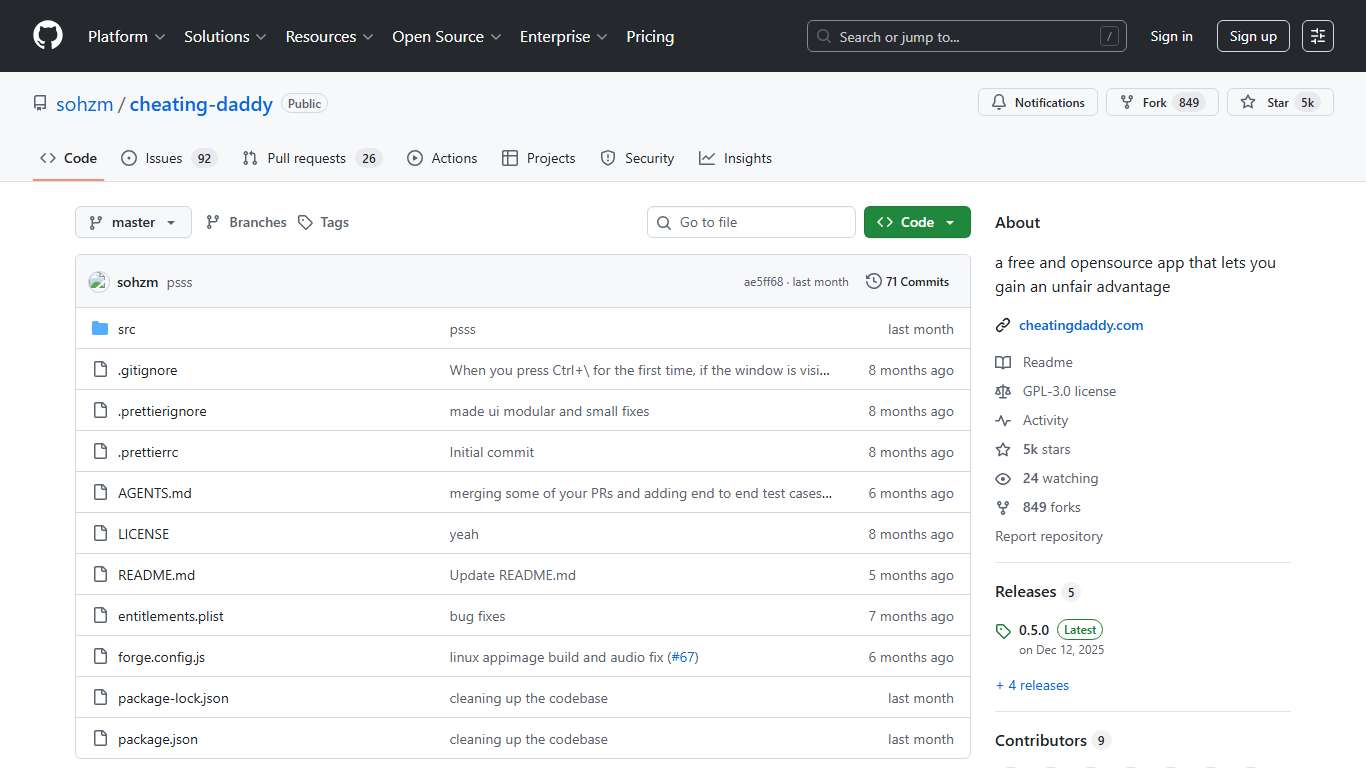 GitHub - sohzm/cheating-daddy: a free and opensource app that lets you gain an unfair advantage